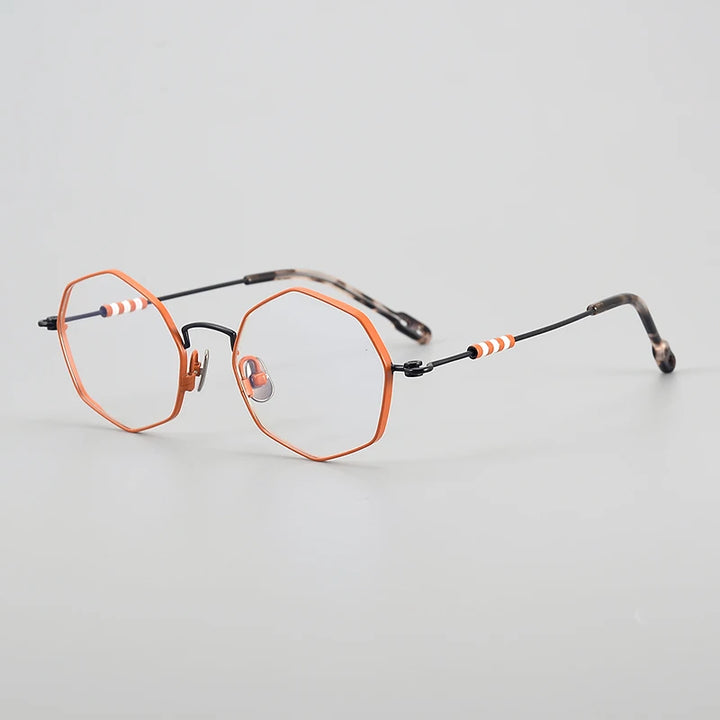 Muzz Women's Full Rim Polygon Round Titanium Eyeglasses 30213 Full Rim Muzz C2