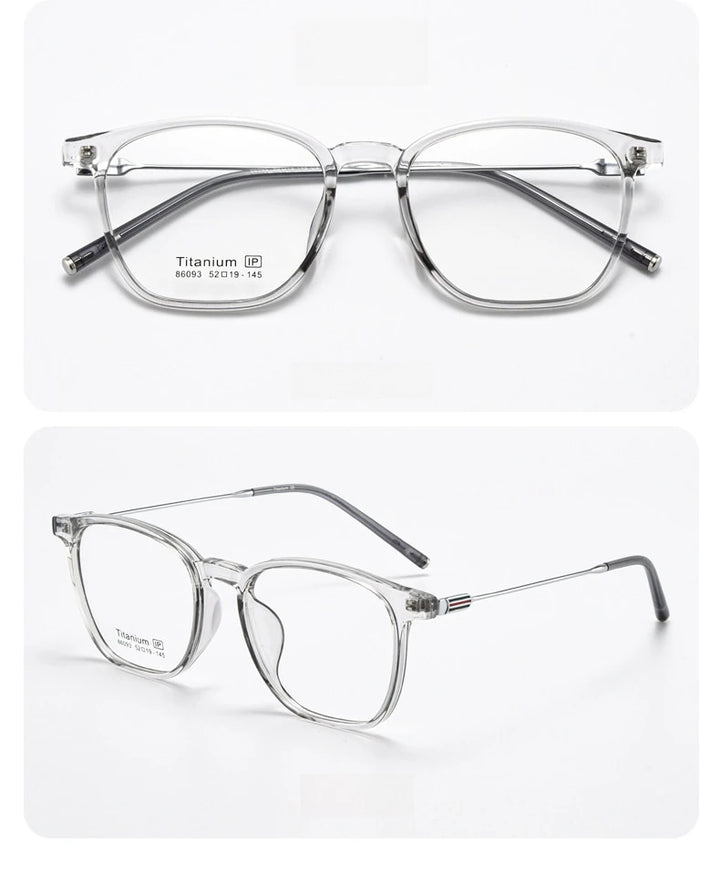 Yimaruili Unisex Full Rim Square Tr 90 Titanium Alloy Eyeglasses 66093