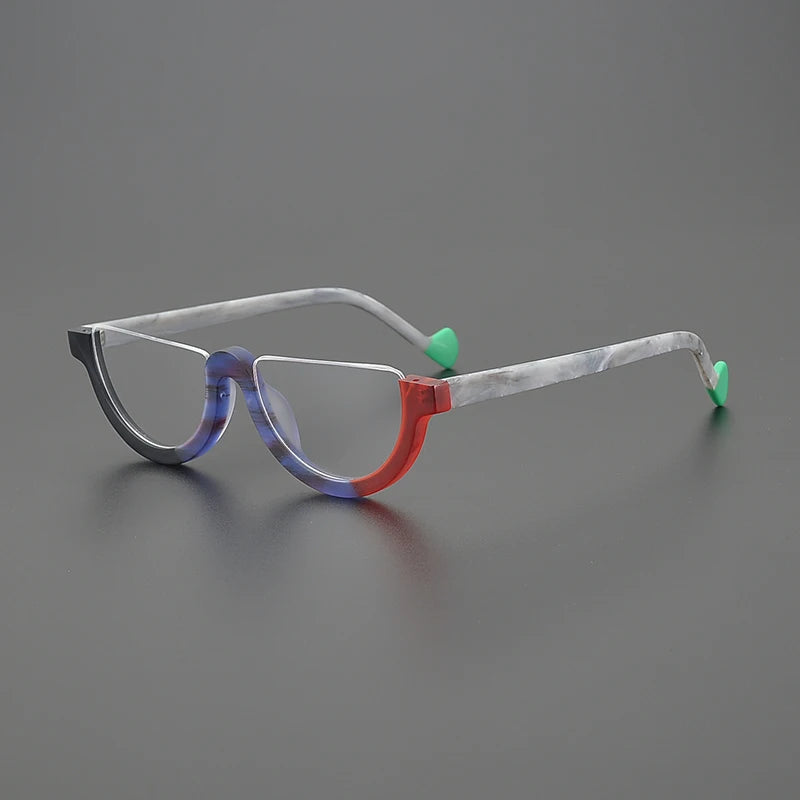 Hewei Unisex Semi Rim Oval Cat Eye Acetate Eyeglasses 9361 Semi Rim Hewei C4 CHINA