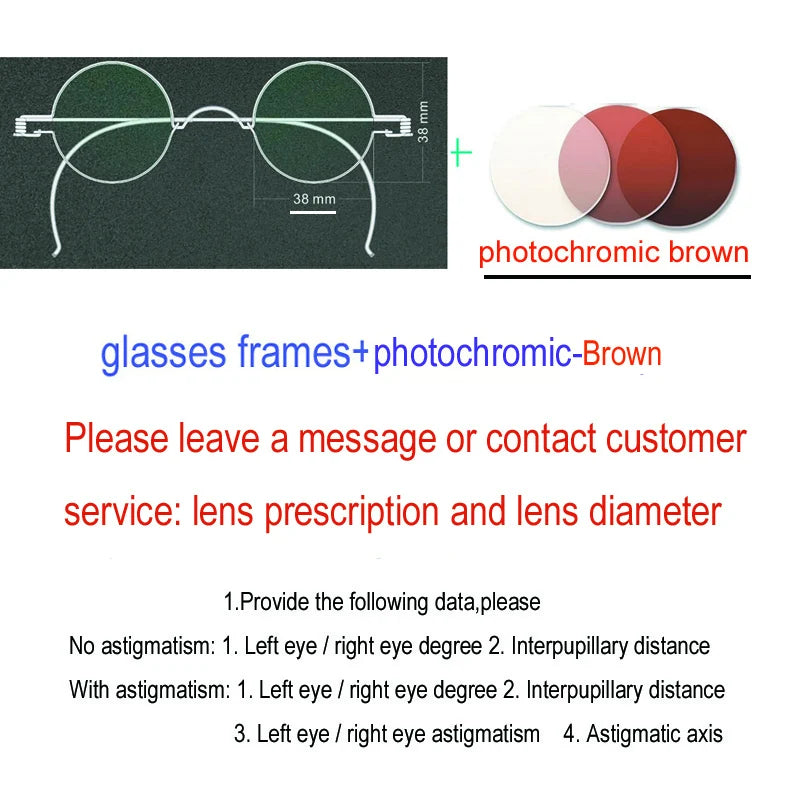 Yujo Unisex Full Rim Round Stainless Steel Custom Eyeglasses Y4042 Full Rim Yujo Brown38 CHINA