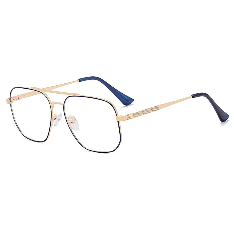 CCspace Unisex Full Rim Large Square Double Bridge Alloy Eyeglasses 57238 Full Rim CCspace C3Blue