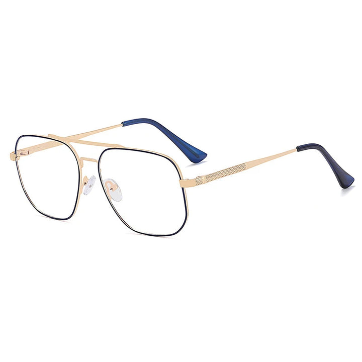 CCspace Unisex Full Rim Large Square Double Bridge Alloy Eyeglasses 57238 Full Rim CCspace C3Blue