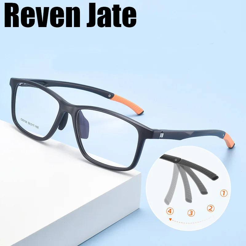 Reven Jate Unisex Full Rim Square Tr 90 Sport Eyeglasses 60106
