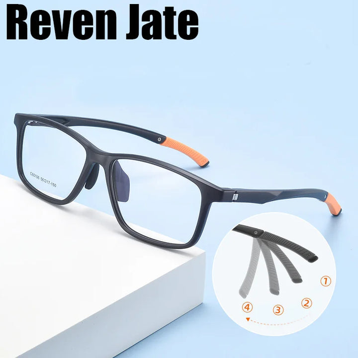 Reven Jate Unisex Full Rim Square Tr 90 Sport Eyeglasses 60106