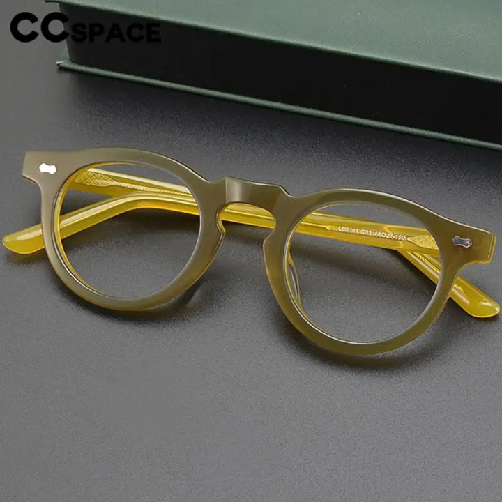 CCspace Unisex Full Rim Round Acetate Eyeglasses 57331 Full Rim CCspace