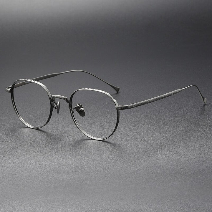 CCspace Unisex Full Rim Round Titanium Eyeglasses 55975 Full Rim CCspace Gun China
