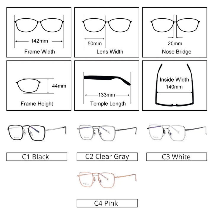 Ralferty Unisex Full Rim Polygon Square Titanium Acetate Eyeglasses 92318 Full Rim Ralferty