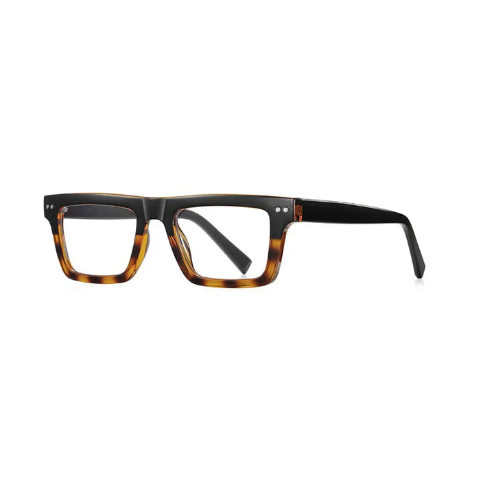 CCspace Unisex Full Rim Square Tr 90 Titanium Eyeglasses 57176 Full Rim CCspace C6BlackLeopard