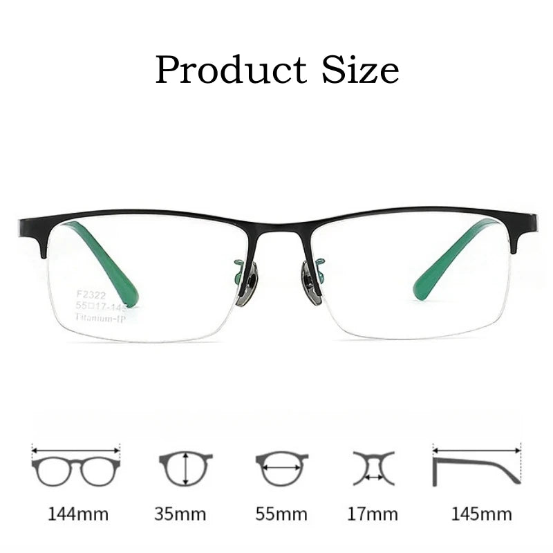 Yimaruili Men's Semi Rim Square Titanium Eyeglasses Y2322 Semi Rim Yimaruili Eyeglasses