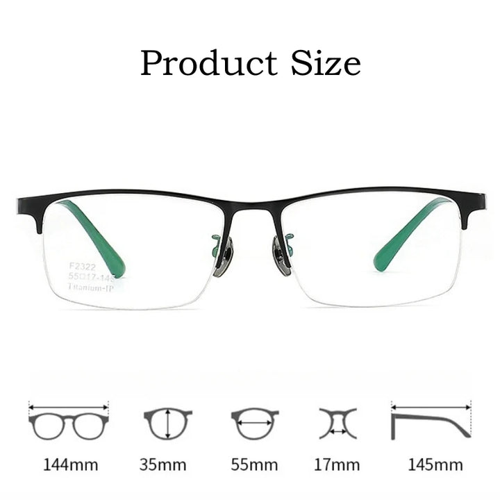 Yimaruili Men's Semi Rim Square Titanium Eyeglasses Y2322 Semi Rim Yimaruili Eyeglasses