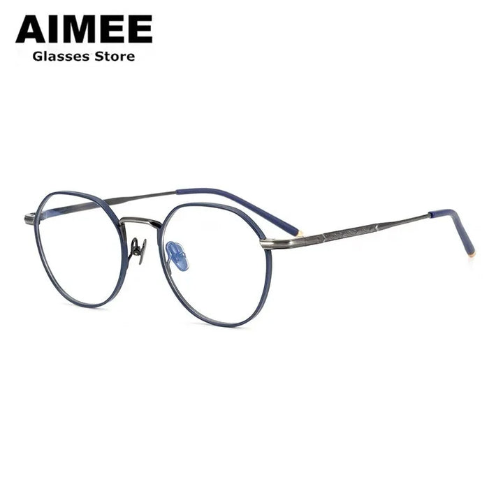 Aimee Unisex Full Rim Round Polygon Titanium Eyeglasses 5342 Full Rim Aimee