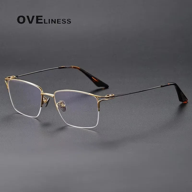 Oveliness Unisex Semi Rim Square Acetate Titanium Eyeglasses 81002