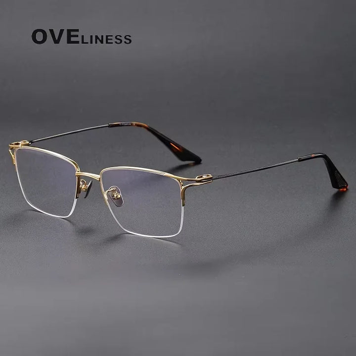 Oveliness Unisex Semi Rim Square Acetate Titanium Eyeglasses 81002