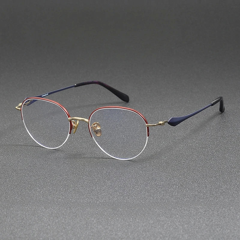 Hewei Unisex Semi Rim Stainless Steel Eyeglasses 415019 Semi Rim Hewei