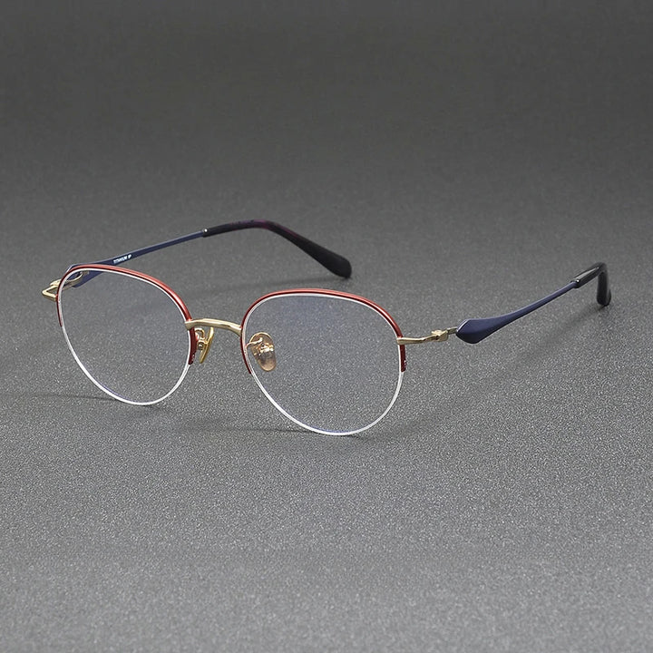 Hewei Unisex Semi Rim Stainless Steel Eyeglasses 415019 Semi Rim Hewei