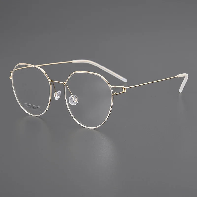 Black Mask Women's Full Rim Flat Top Round Titanium Eyeglasses  64135
