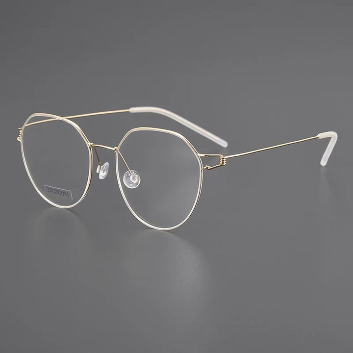 Black Mask Women's Full Rim Flat Top Round Titanium Eyeglasses  64135