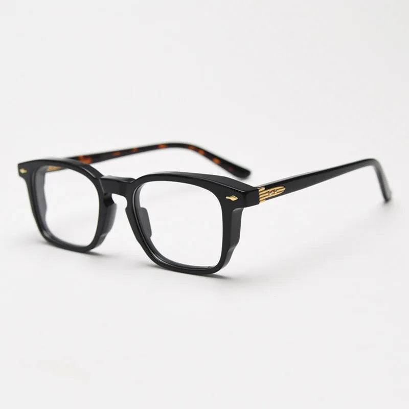 CCspace Unisex Full Rim Square Acetate Eyeglasses 56835 Full Rim CCspace C1BlackLeopard
