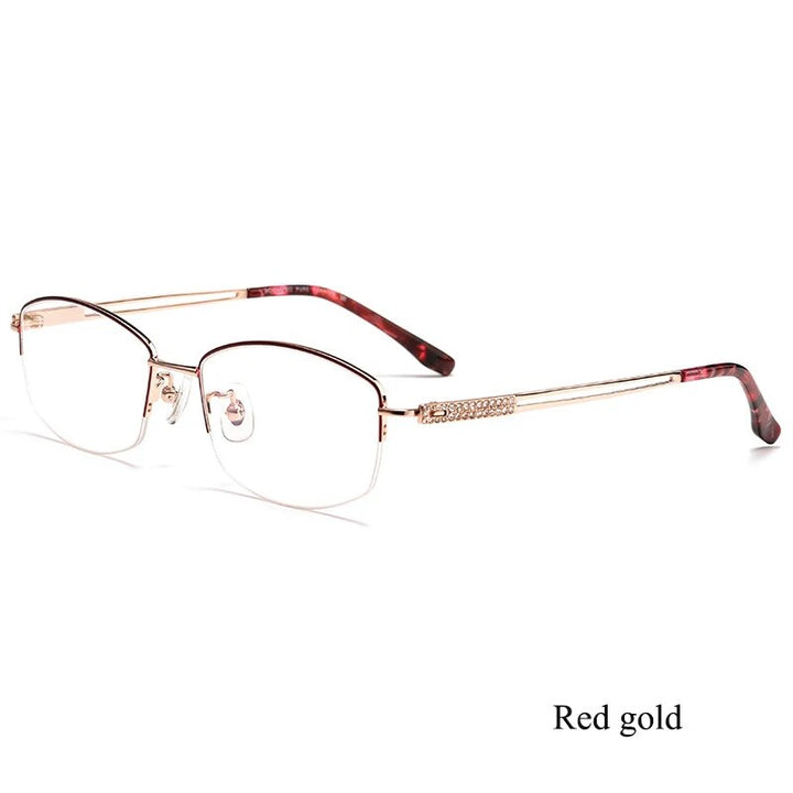 Bclear Women's Semi Rim Square Titanium Eyeglasses 6006b Semi Rim Bclear Red gold