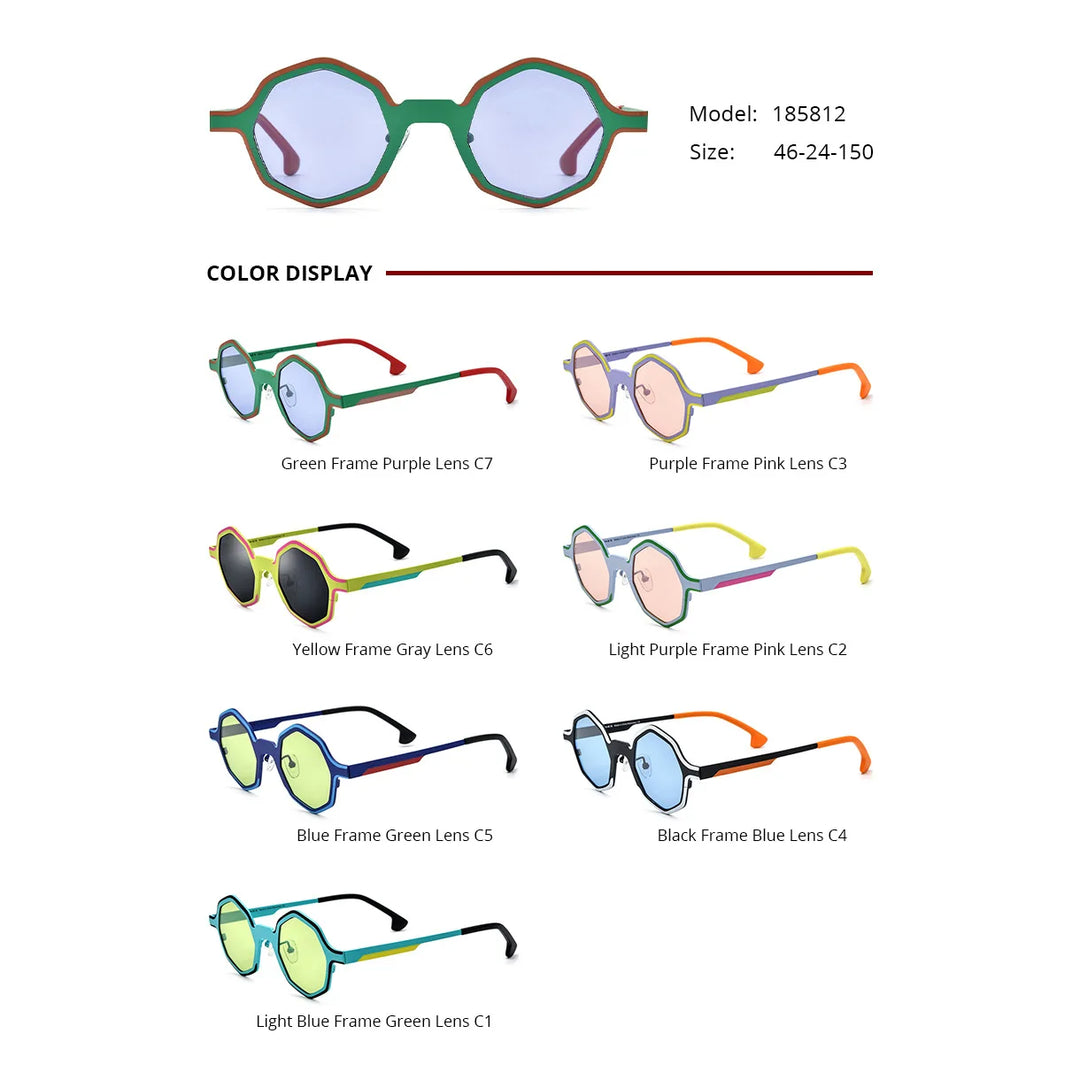 Nobler Woman's Full Rim Irregular Round Titanium Polarized Sunglasses 8581 Sunglasses Nobler