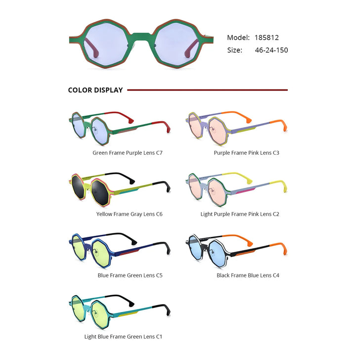 Nobler Woman's Full Rim Irregular Round Titanium Polarized Sunglasses 8581 Sunglasses Nobler