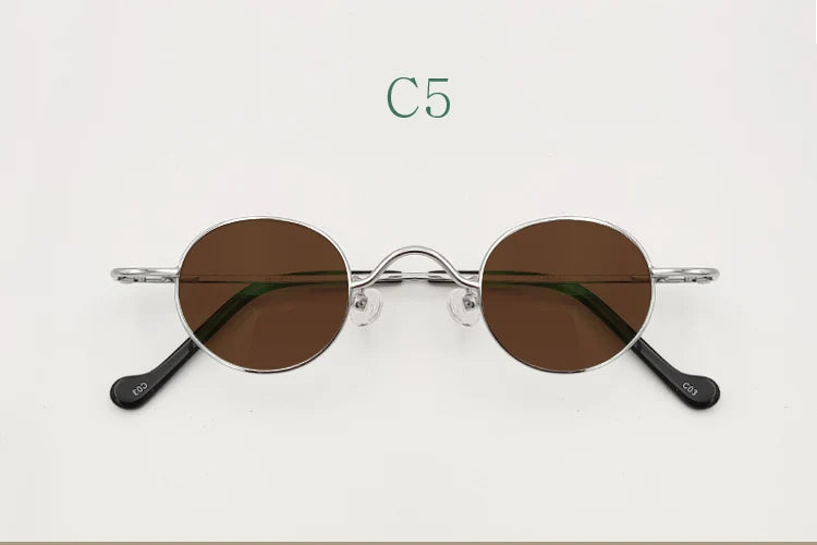 Yujo Unisex Full Rim Small Round Titanium Polarized Sunglasses 3629s Sunglasses Yujo C5 CHINA