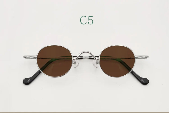Yujo Unisex Full Rim Small Round Titanium Polarized Sunglasses 3629s Sunglasses Yujo C5 CHINA