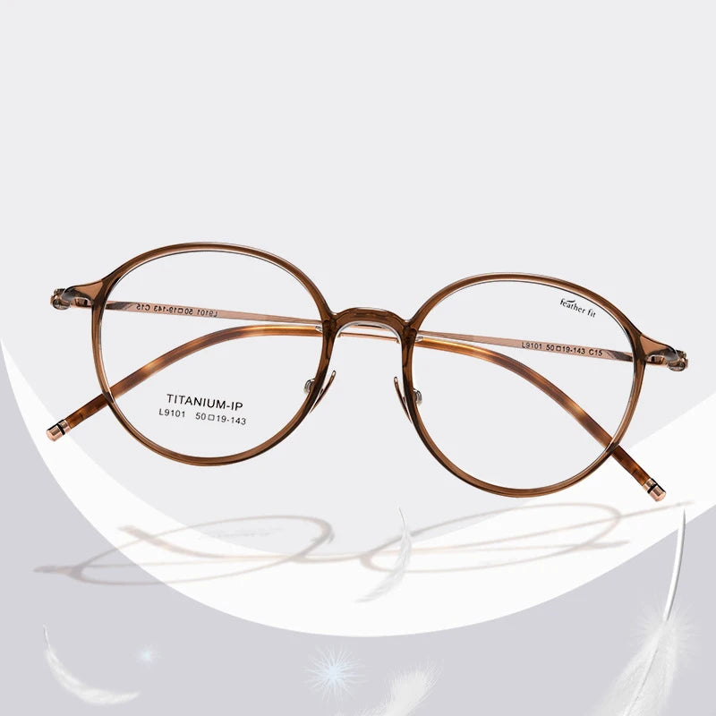 Gmei Women's Full Rim Round Titanium Acetate Eyeglasses 9101 Full Rim Gmei Optical