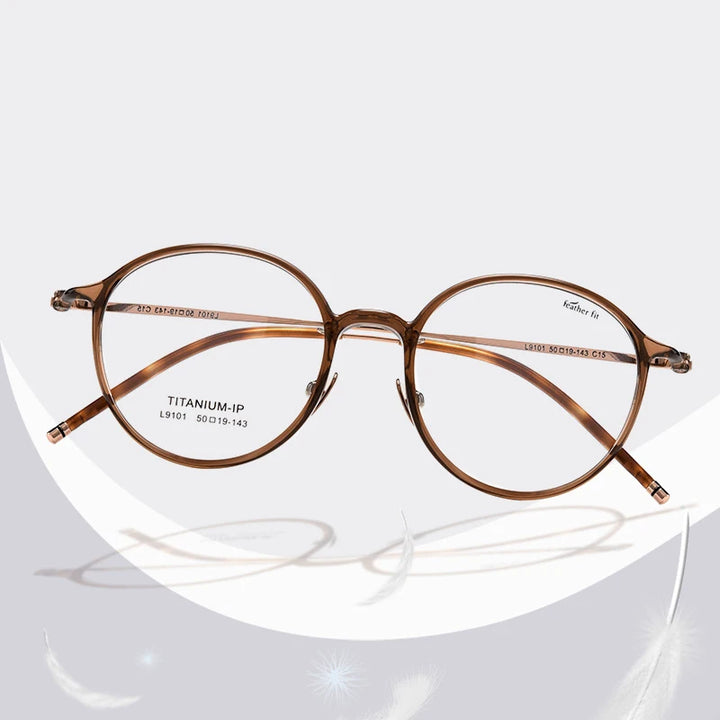 Gmei Women's Full Rim Round Titanium Acetate Eyeglasses 9101 Full Rim Gmei Optical
