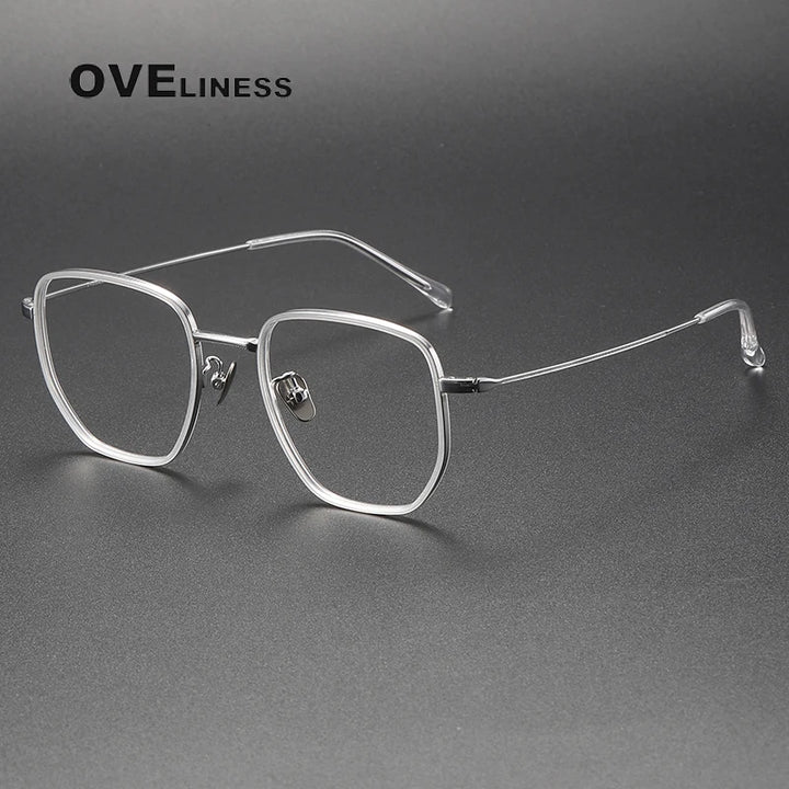 Oveliness Women's Full Rim Polygon Square Acetate Titanium Eyeglasses 928512