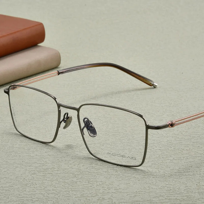 Yimaruili Men's Full Rim Polygon Square Titanium Eyeglasses 83244