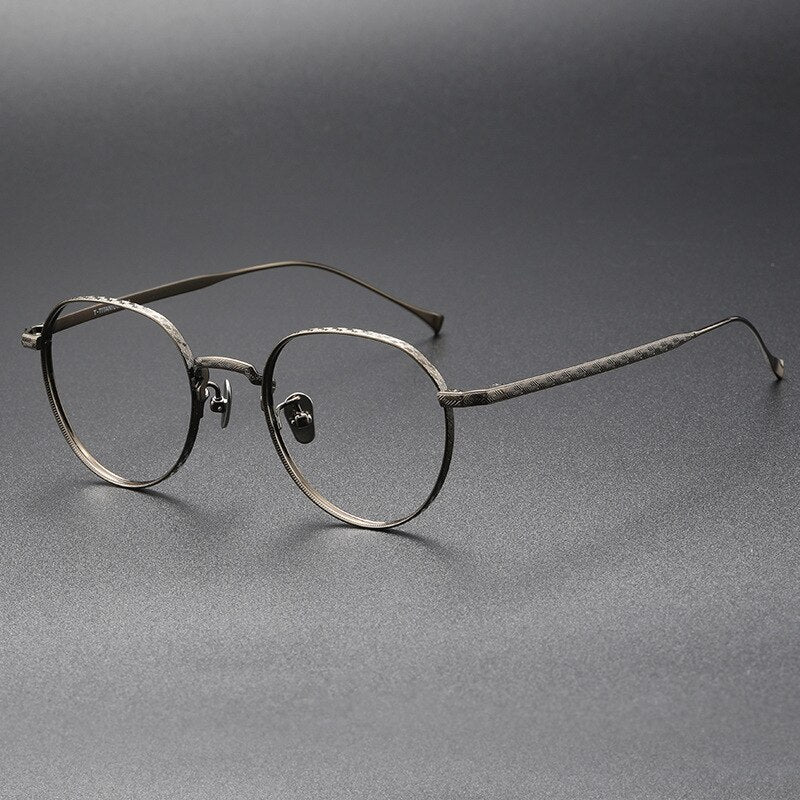 CCspace Unisex Full Rim Round Titanium Eyeglasses 55975 Full Rim CCspace Bronze China