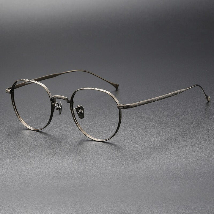 CCspace Unisex Full Rim Round Titanium Eyeglasses 55975 Full Rim CCspace Bronze China