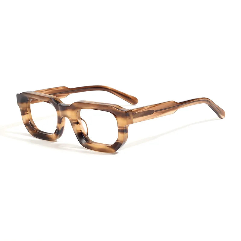 Black Mask Unisex Full Rim Brow Line Square Acetate Eyeglasses 22037 Full Rim Black Mask Yellow Stripes