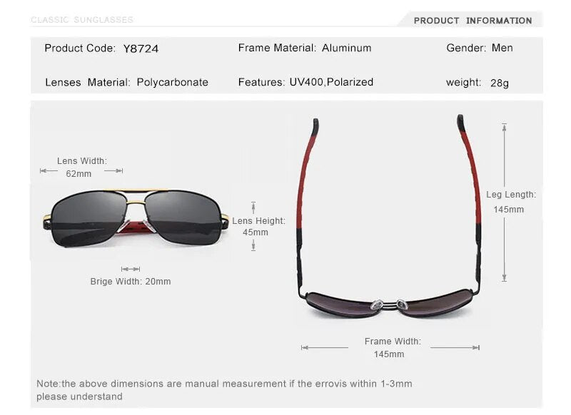 Oley Men's Full Rim Oval Aluminum Magnesium Polarized Sunglasses Y8724 Sunglasses Oley