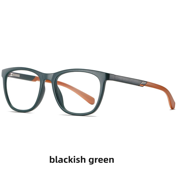 Kocolior Unisex Full Rim Square Tr 90 Hyperopic Reading Glasses 2310 Reading Glasses Kocolior Blackish Green 0