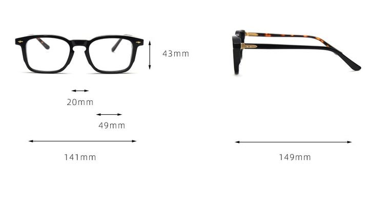 CCspace Unisex Full Rim Square Acetate Eyeglasses 56835 Full Rim CCspace