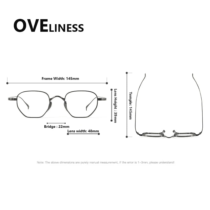 Oveliness Men's Full Rim Polygon Square Titanium Eyeglasses 29919