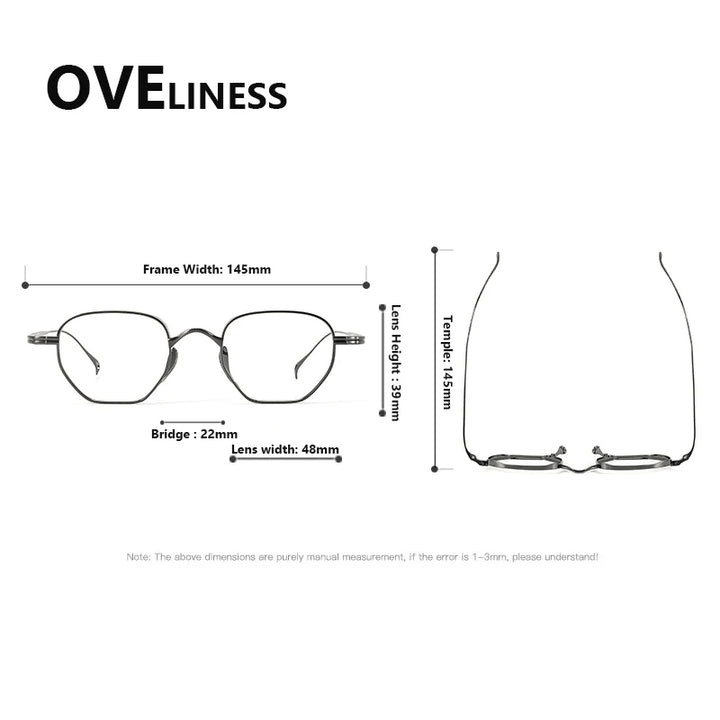 Oveliness Men's Full Rim Polygon Square Titanium Eyeglasses 29919