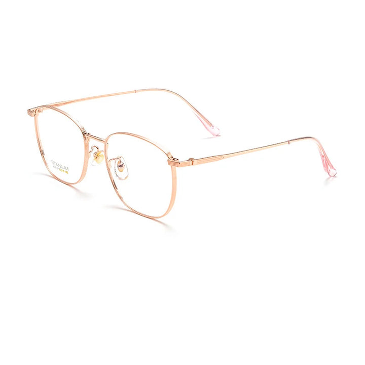 Gmei Women's Full Rim Square Titanium Eyeglasses 5013 Full Rim Gmei Optical Rose Golden