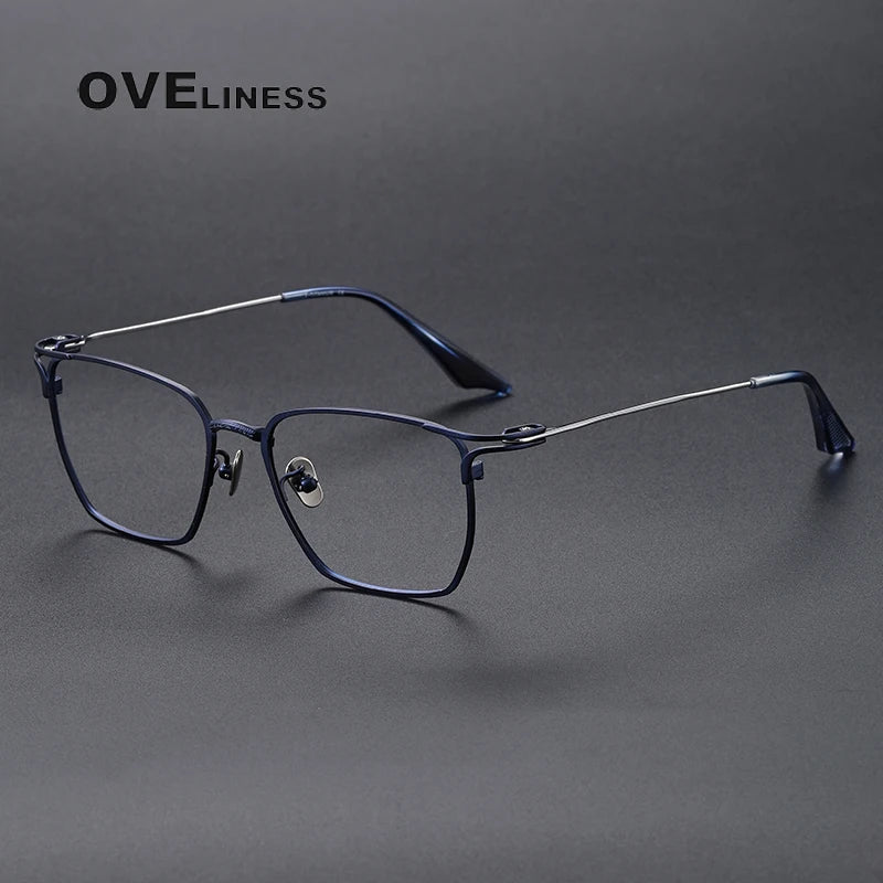 Oveliness Unisex Full Rim Square Titanium Eyeglasses 80999 Full Rim Oveliness blue