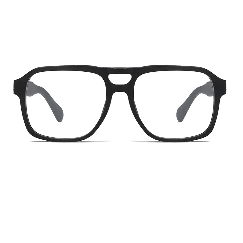 Hdcrafter Unisex Full Rim Square Double Bridge Wood Eyeglasses 8187 Full Rim Hdcrafter Eyeglasses