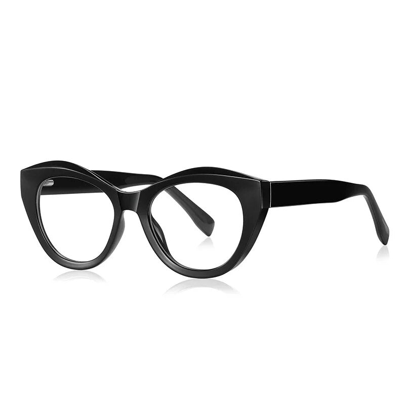 CCspace Unisex Full Rim Cat Eye Tr 90 Titanium Eyeglasses 57035 Full Rim CCspace C1Black