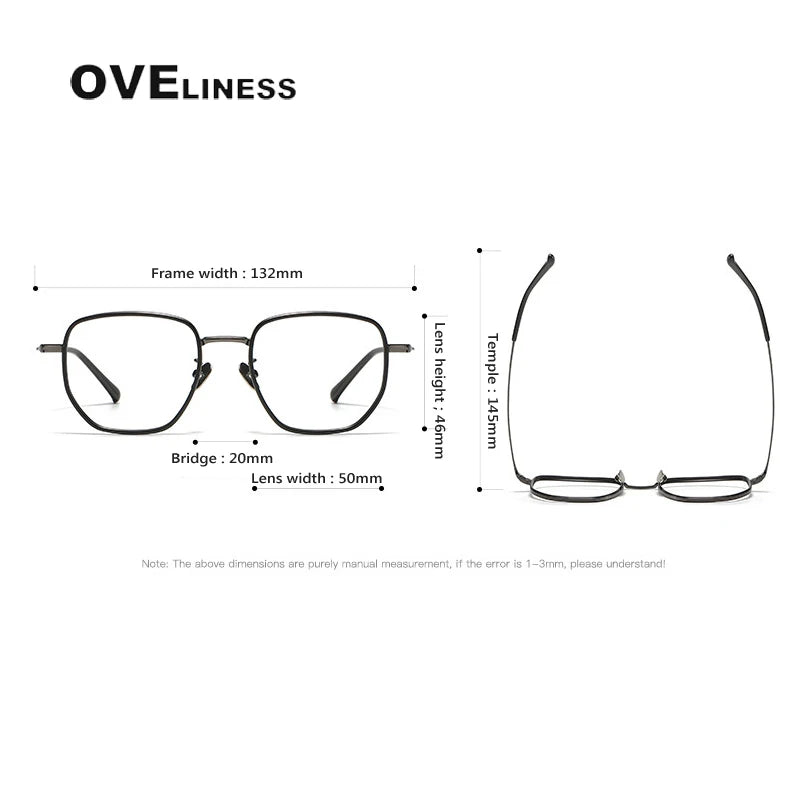 Oveliness Women's Full Rim Polygon Square Acetate Titanium Eyeglasses 928512