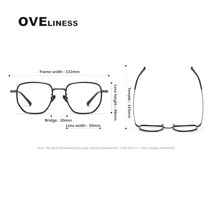 Oveliness Women's Full Rim Polygon Square Acetate Titanium Eyeglasses 928512