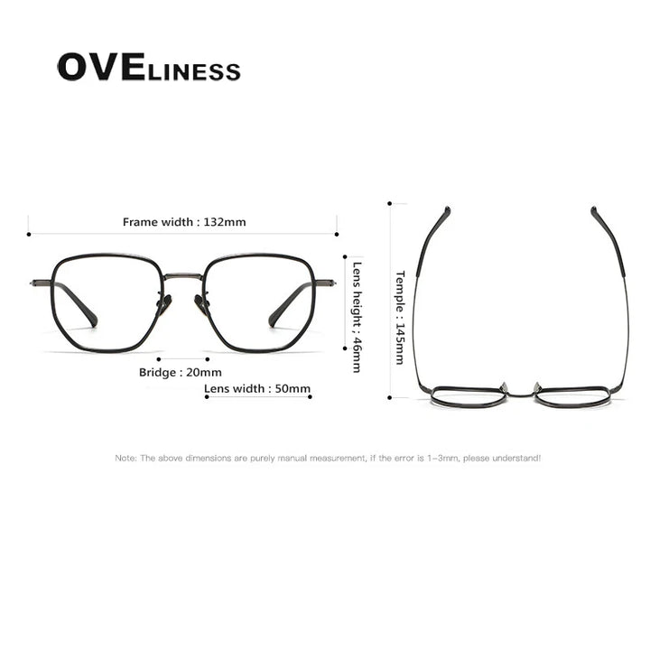Oveliness Unisex Full RIm Square Acetate Titanium Eyeglasses 8512 Full Rim Oveliness   