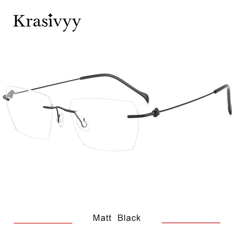 Krasivyy Women's Rimless Polygon Square Titanium Eyeglasses 55008
