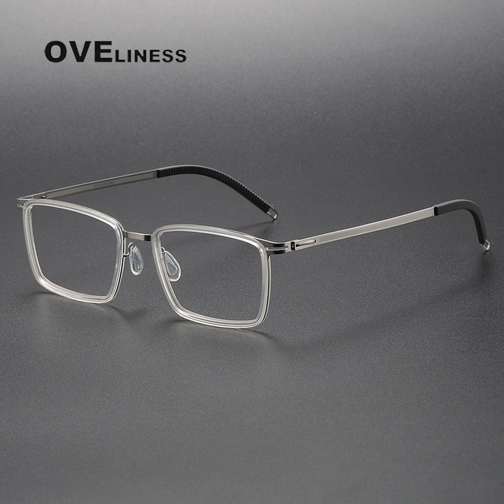 Oveliness Unisex Full Rim Square Screwless Titanium Acetate Eyeglasses 8202318 Full Rim Oveliness   