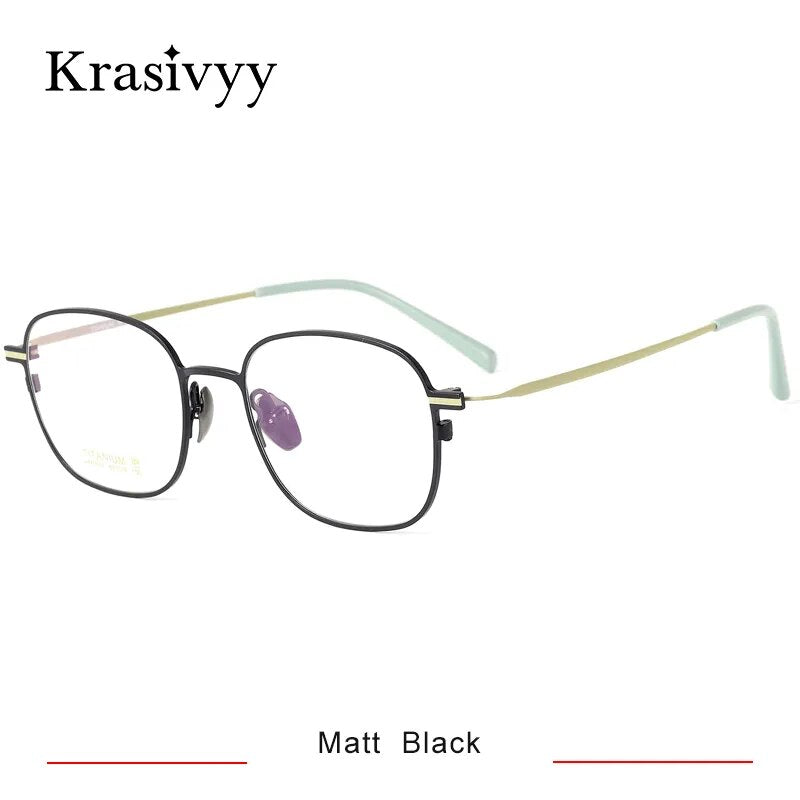 Krasivyy Men's Full Rim Square Titanium Eyeglasses Hm5001 Full Rim Krasivyy Matt Black CN 