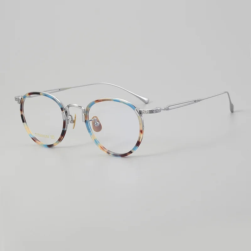 Black Mask Unisex Full Rim Oval Titanium Acetate Eyeglasses E046 Full Rim Black Mask